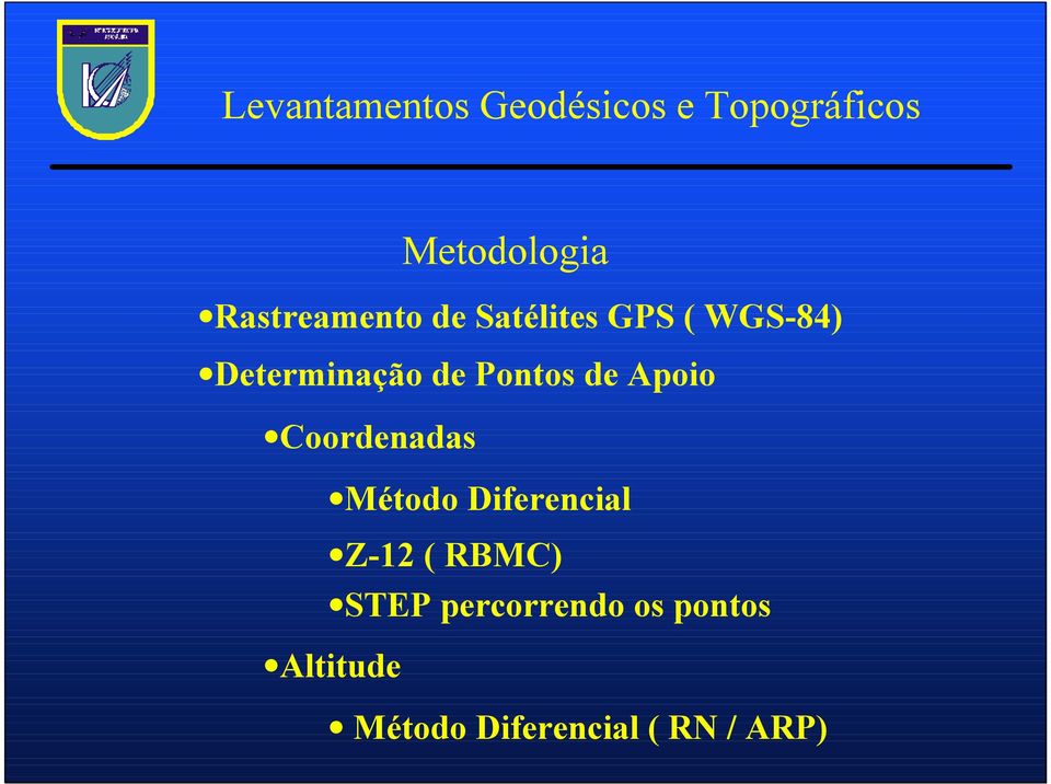 Pontos de Apoio Coordenadas Método Diferencial Z-12 (