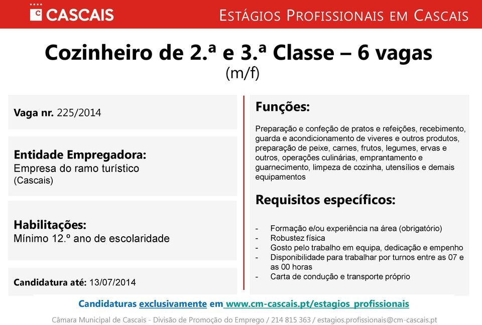 preparação de peixe, carnes, frutos, legumes, ervas e outros, operações culinárias, emprantamento e guarnecimento, limpeza de cozinha, utensílios e demais equipamentos