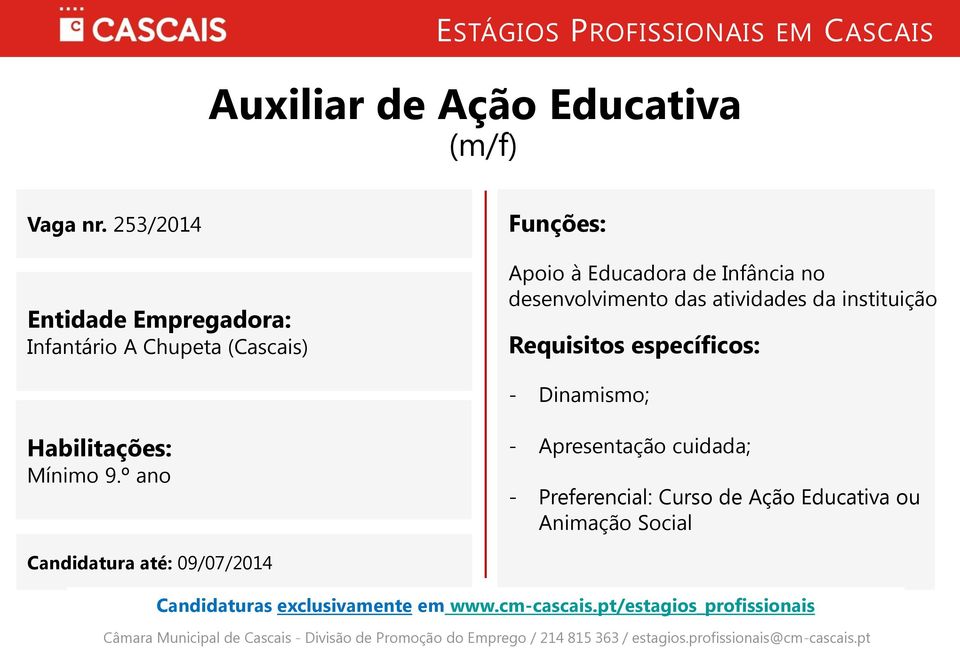 desenvolvimento das atividades da instituição - Dinamismo; Mínimo 9.