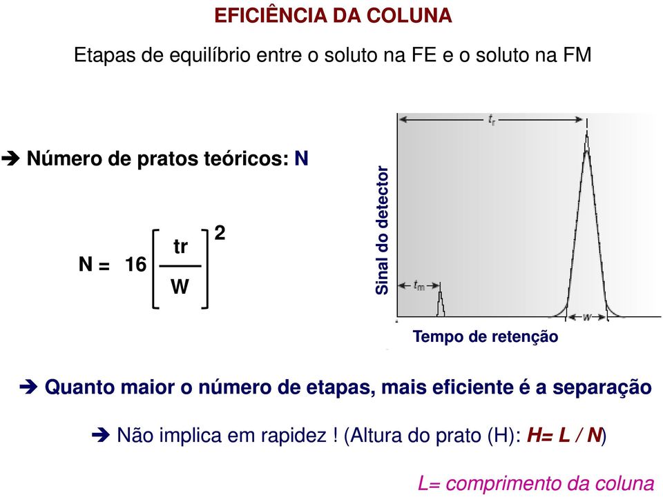 retenção Quanto maior o número de etapas, mais eficiente é a separação Não