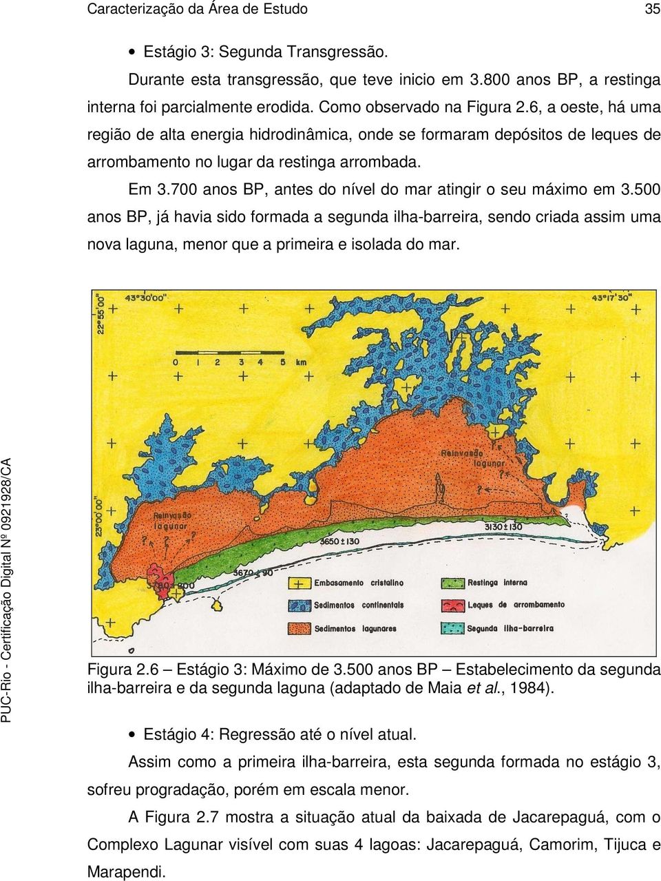700 anos BP, antes do nível do mar atingir o seu máximo em 3.500 anos BP, já havia sido formada a segunda ilha-barreira, sendo criada assim uma nova laguna, menor que a primeira e isolada do mar.