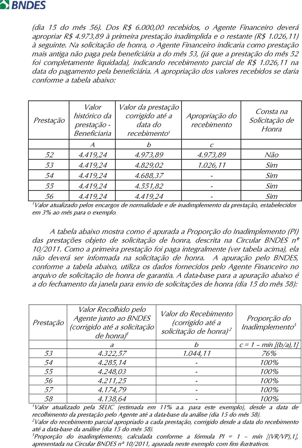 recebimento parcial de R$.06, na data do pagamento pela beneficiária.