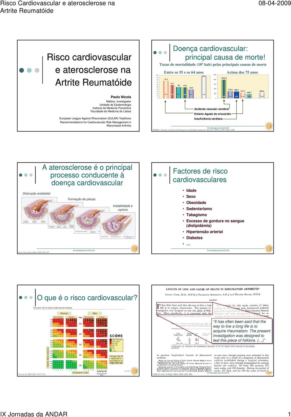 Faculdade de Medicina de Lisboa European League Against Rheumatism (EULAR) Taskforce Recommendations for Cardiovascular Risk Management in Rheumatoid Arthritis Acidente vascular cerebral Enfarto