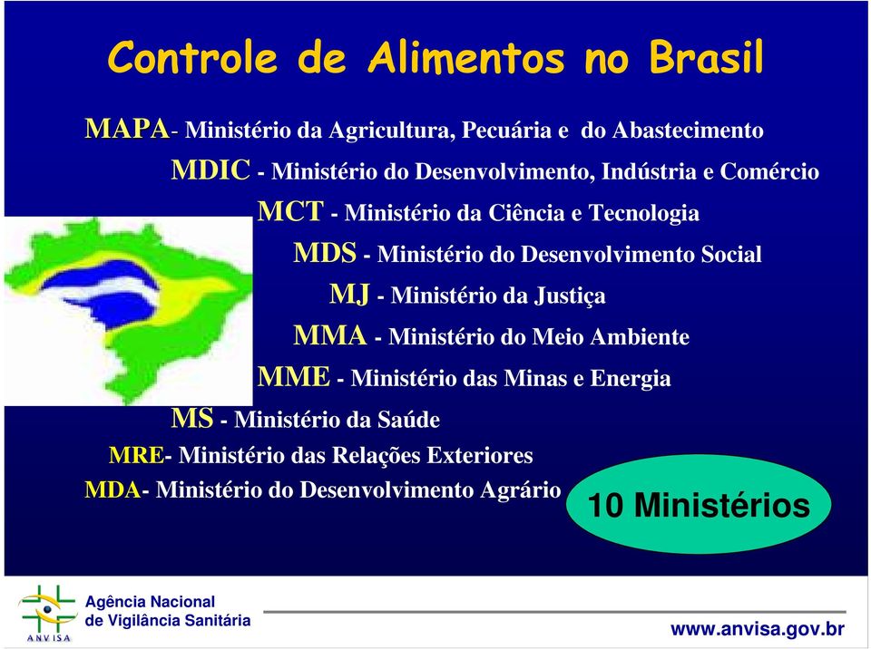 Desenvolvimento Social MJ - Ministério da Justiça MMA - Ministério do Meio Ambiente MME - Ministério das Minas e