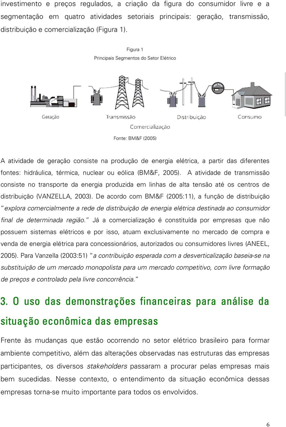 eólica (BM&F, 2005). A atividade de transmissão consiste no transporte da energia produzida em linhas de alta tensão até os centros de distribuição (VANZELLA, 2003).