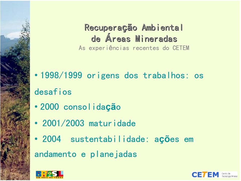 trabalhos: os desafios 2000 consolidação 2001/2003