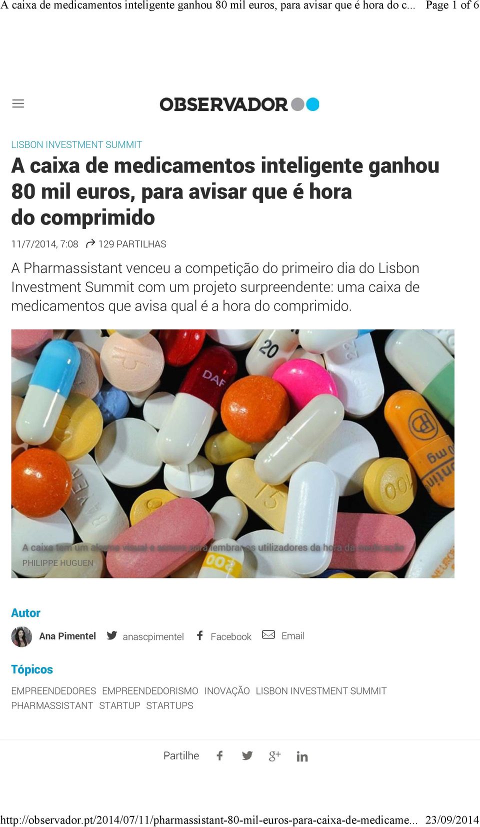 um projeto surpreendente: uma caixa de medicamentos que avisa qual é a hora do comprimido.