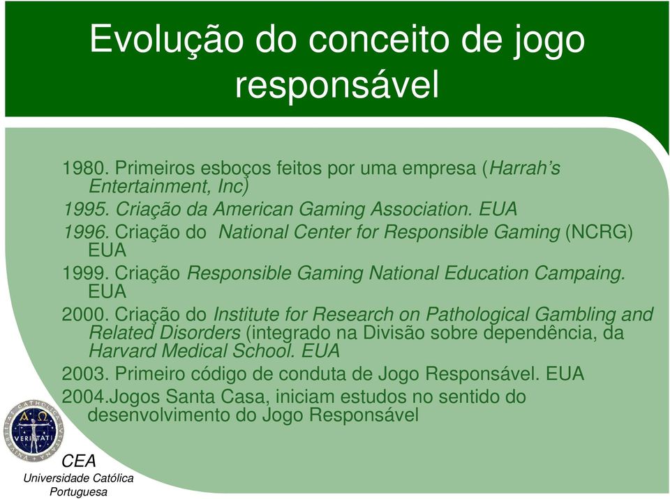 Criação Responsible Gaming National Education Campaing. EUA 2000.