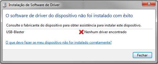 Procedimento de Uso da Placa DE2 Configuração do driver do cabo USB Blaster: 1.