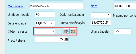 Ao clicar no botão Adicionar a Cesta será aberta uma janela para escolher a quantidade do produto a ser adicionada.