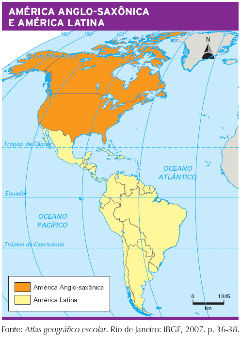 Módulo 19 frente 03 Livro 3 páginas 131 a 132 As diferenças culturais e linguísticas dos povos que colonizaram a América deram origem à divisão do continente americano em América Anglo-saxônica, que