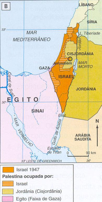 A divisão da Palestina feita pela ONU em 29 de