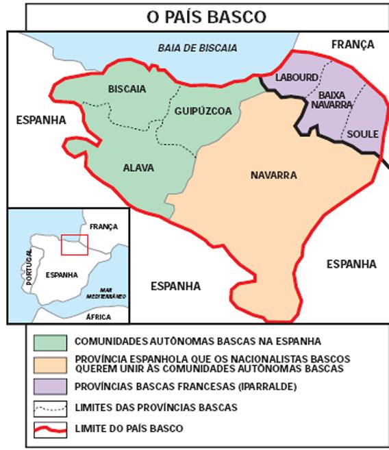 O País Basco (Euskal Herria), possui: Uma área de cerca de 20