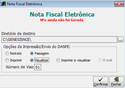 h) Após salvar a Nota Fiscal, escolha qualquer opção na Barra de Tarefas.