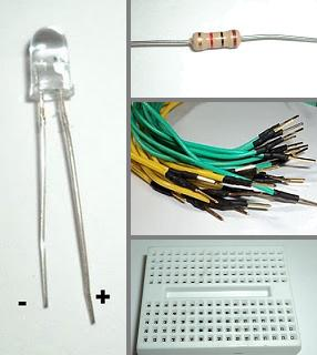 Para este projeto será preciso um LED, um resistor e fios e uma matriz de contatos: De quais componentes precisaremos: O LED: LED é a sigla em inglês para Light Emitting Diode, ou Diodo Emissor de