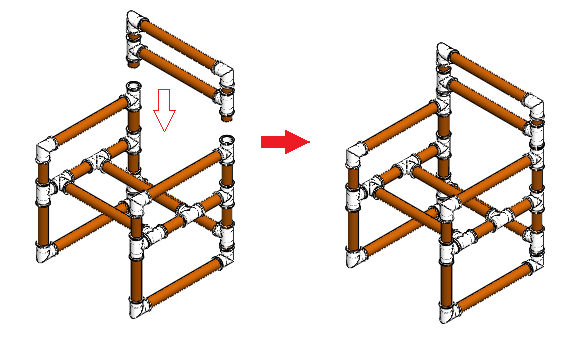 - Passo 16: Faça a união dos conjuntos montados no passo 10 e 11, como mostrado na figura 18; ASSENTO O assento pode ser obtido através de um pedaço de madeira, como o MDF, com aproximadamente 20 mm