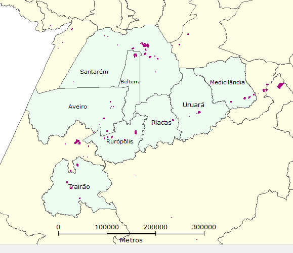 Município Expansão da Área (m²) Aveiro 1.690.400,8 Belterra 8.050.996,5 Medicilândia 5.766.827 Placas 4.230.