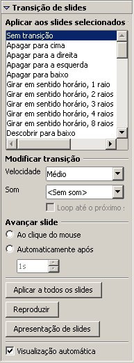 6 Transição de Slides Define o efeito especial que será executado quando um slide for exibido