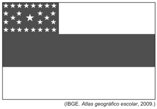 13ª Questão Considere a ilustração da bandeira do estado do Amazonas (composta por um retângulo azul com estrelas brancas e, logo abaixo, uma faixa vermelha.