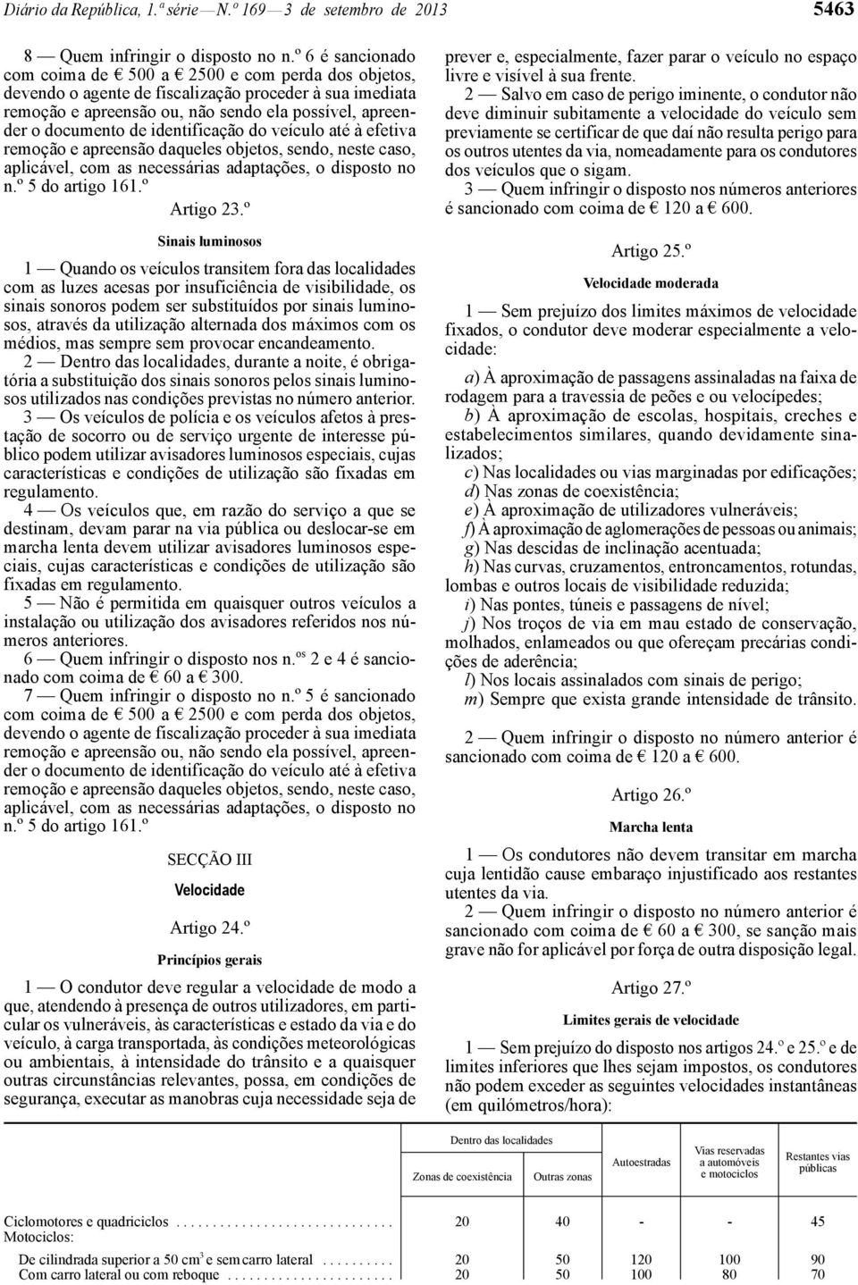 identificação do veículo até à efetiva remoção e apreensão daqueles objetos, sendo, neste caso, aplicável, com as necessárias adaptações, o disposto no n.º 5 do artigo 161.º Artigo 23.