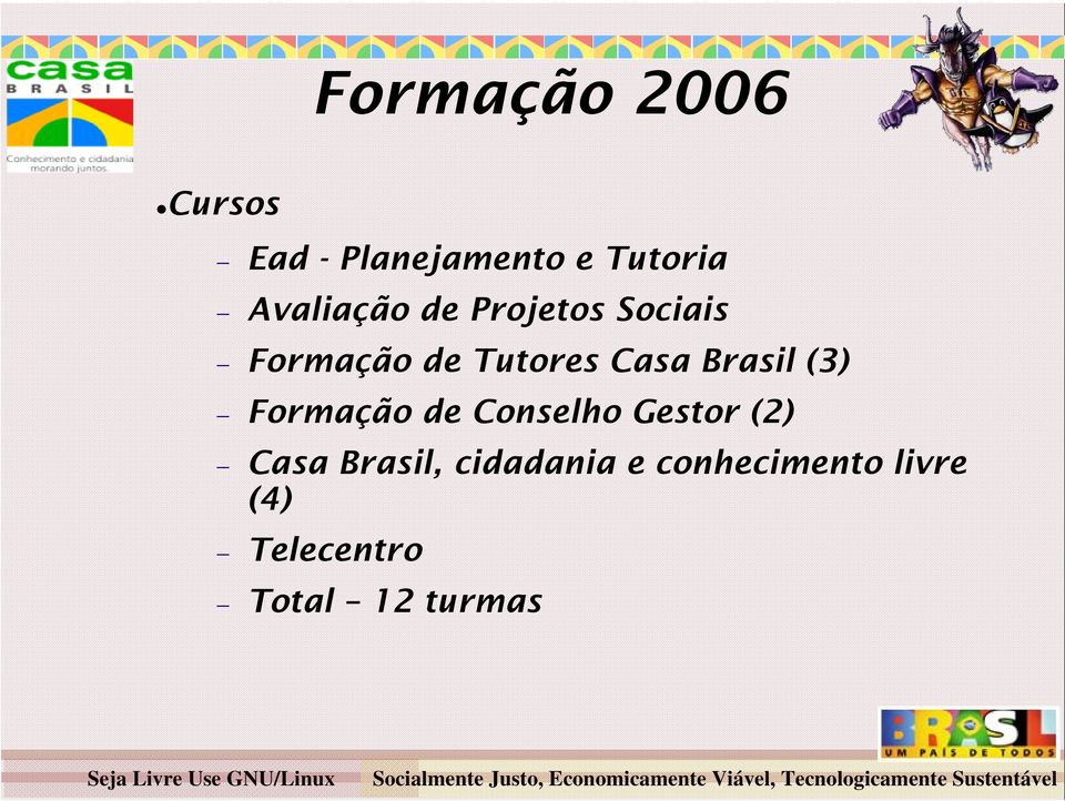 Brasil (3) Formação de Conselho Gestor (2) Casa Brasil,