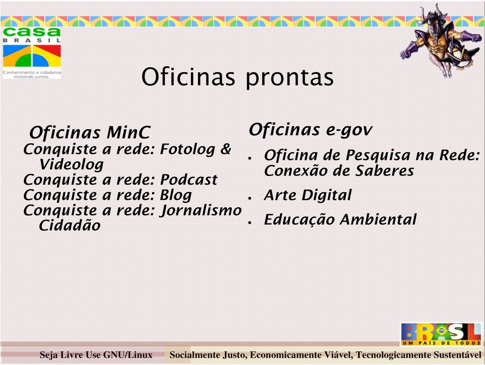 Conquiste a rede: Jornalismo Cidadão Oficinas e-gov Oficina