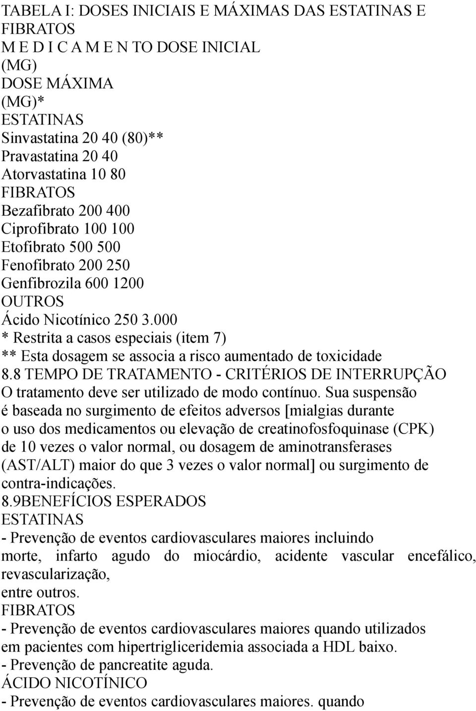 000 * Restrita a casos especiais (item 7) ** Esta dosagem se associa a risco aumentado de toxicidade 8.