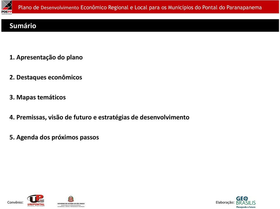 Destaques ecnômics 3. Mapas temátics 4.