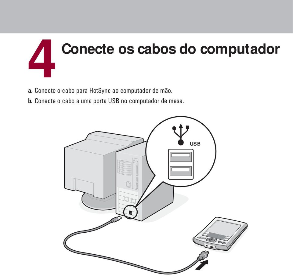 computador de mão. b.