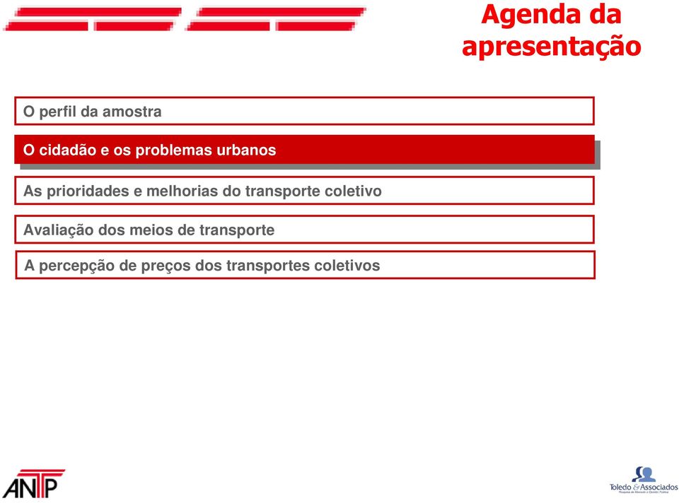 prioridades e melhorias do transporte coletivo Avaliação