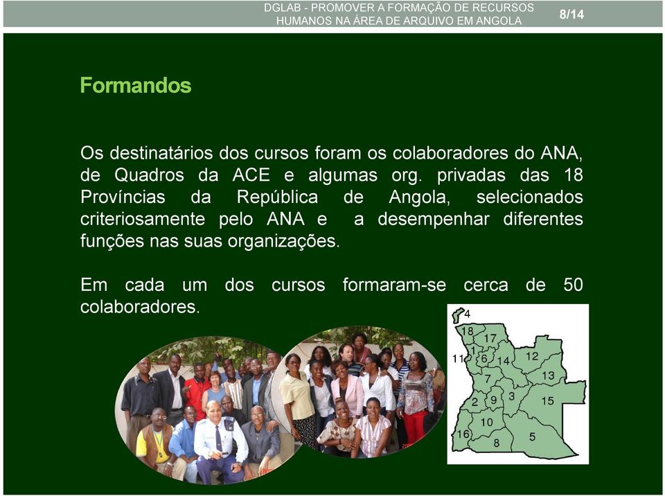 privadas das 18 Províncias da República de Angola, selecionados