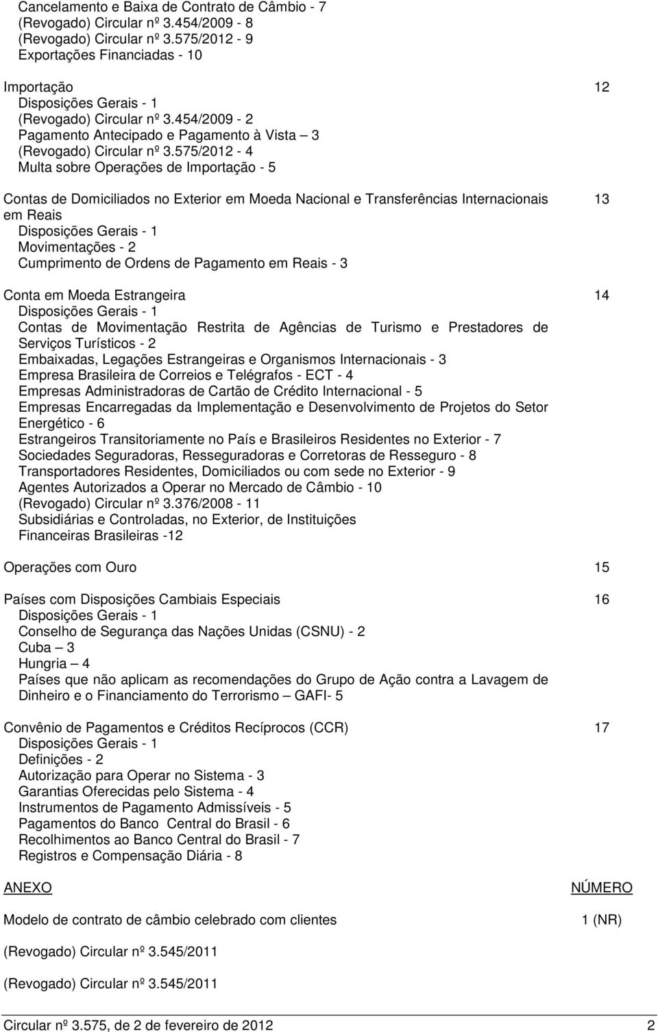 575/2012-4 Multa sobre Operações de Importação - 5 Contas de Domiciliados no Exterior em Moeda Nacional e Transferências Internacionais em Reais Disposições Gerais - 1 Movimentações - 2 Cumprimento