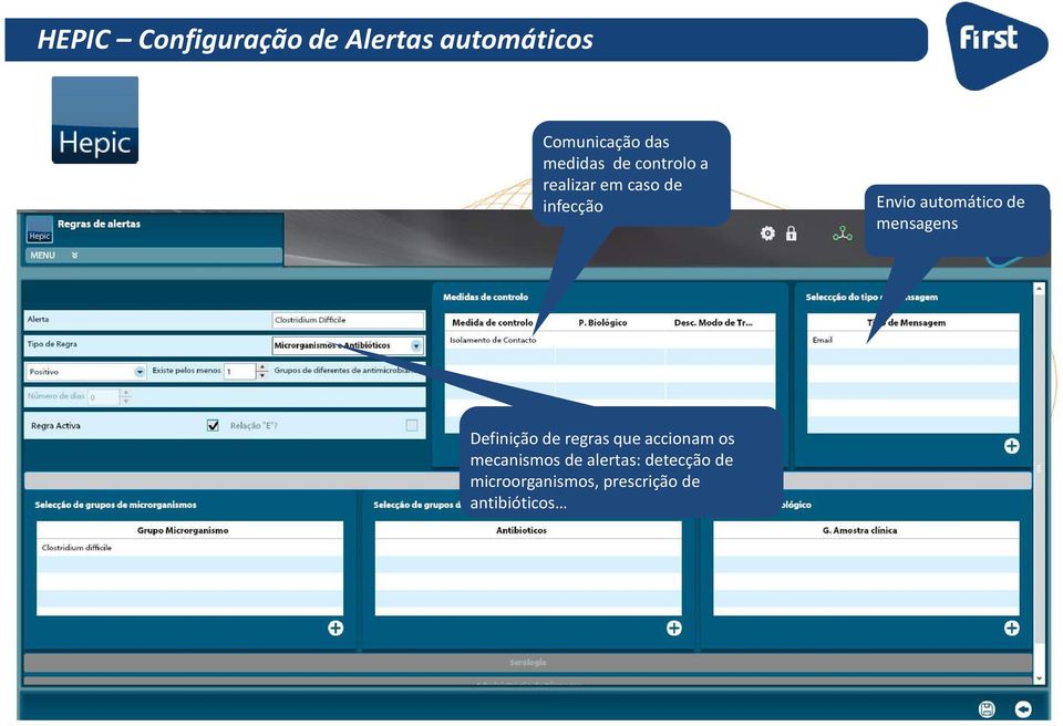 automático de mensagens Definição de regras que accionam os