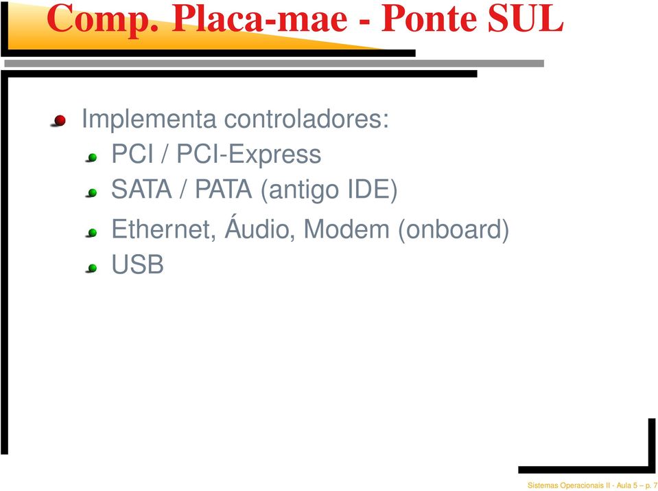 PATA (antigo IDE) Ethernet, Áudio, Modem