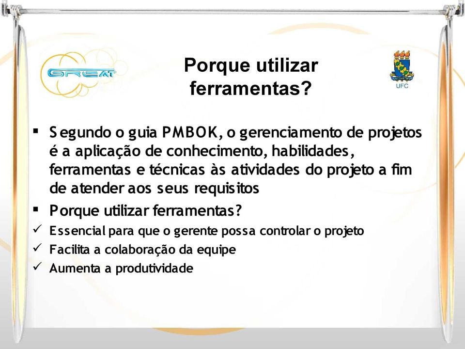 habilidades, ferramentas e técnicas às atividades do projeto a fim de atender aos seus