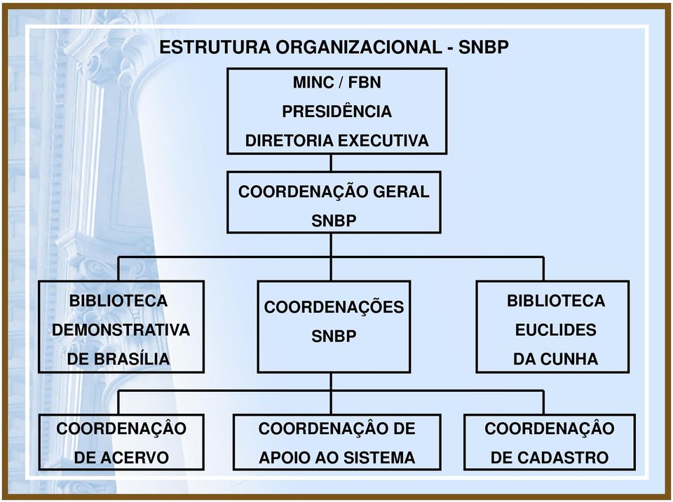 BRASÍLIA COORDENAÇÕES SNBP BIBLIOTECA EUCLIDES DA CUNHA