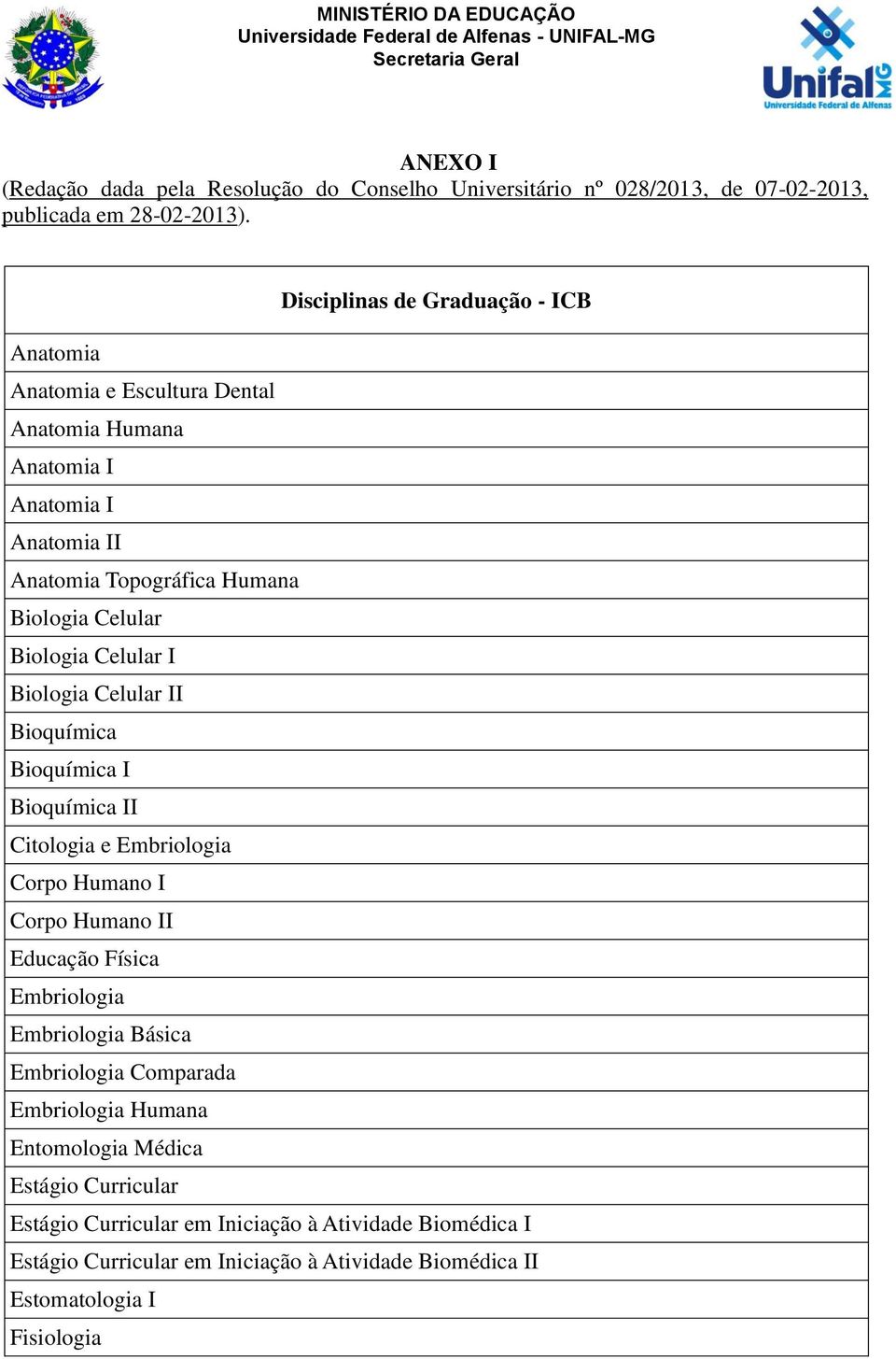 Biologia Celular I Biologia Celular II Bioquímica Bioquímica I Bioquímica II Citologia e Embriologia Corpo Humano I Corpo Humano II Educação Física Embriologia