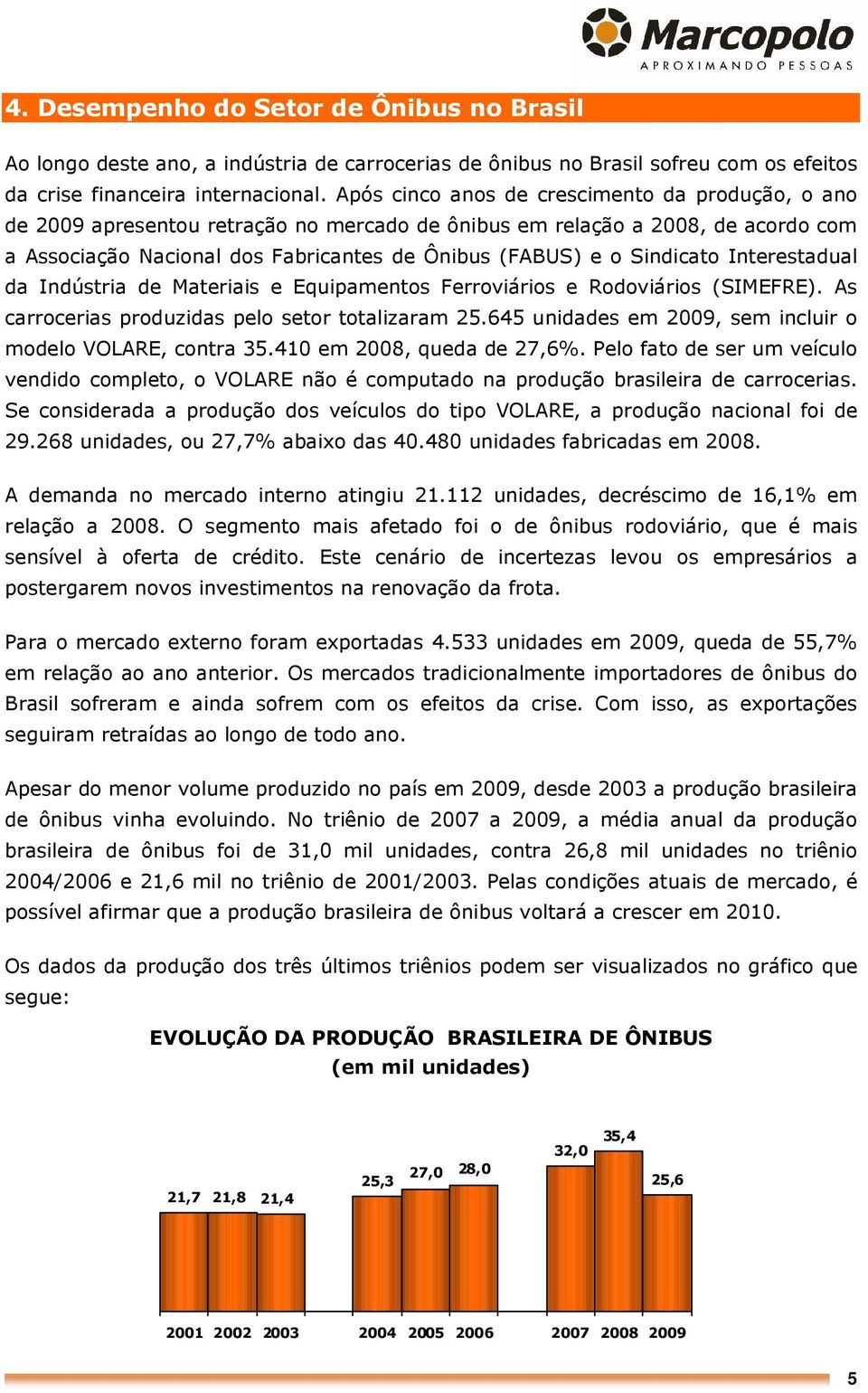Sindicato Interestadual da Indústria de Materiais e Equipamentos Ferroviários e Rodoviários (SIMEFRE). As carrocerias produzidas pelo setor totalizaram 25.
