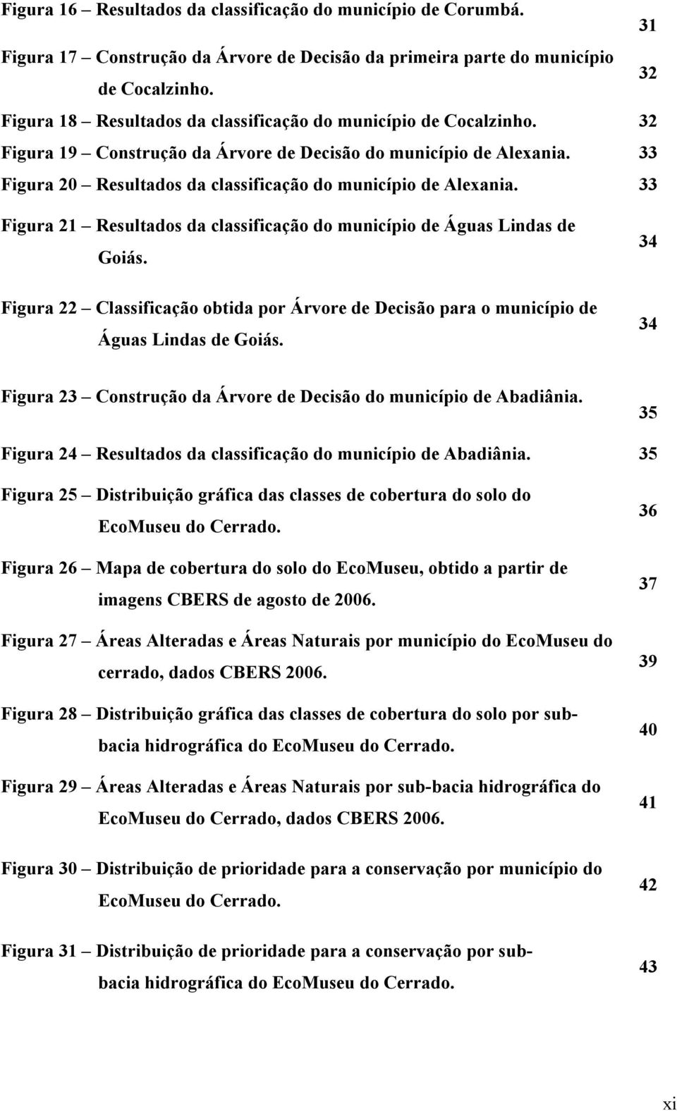 33 Figura 20 Resultados da classificação do município de Alexania. 33 Figura 21 Resultados da classificação do município de Águas Lindas de Goiás.