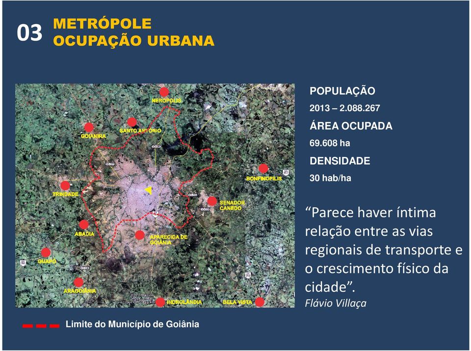 608 ha DENSIDADE 30 hab/ha Parece haver íntima relação entre