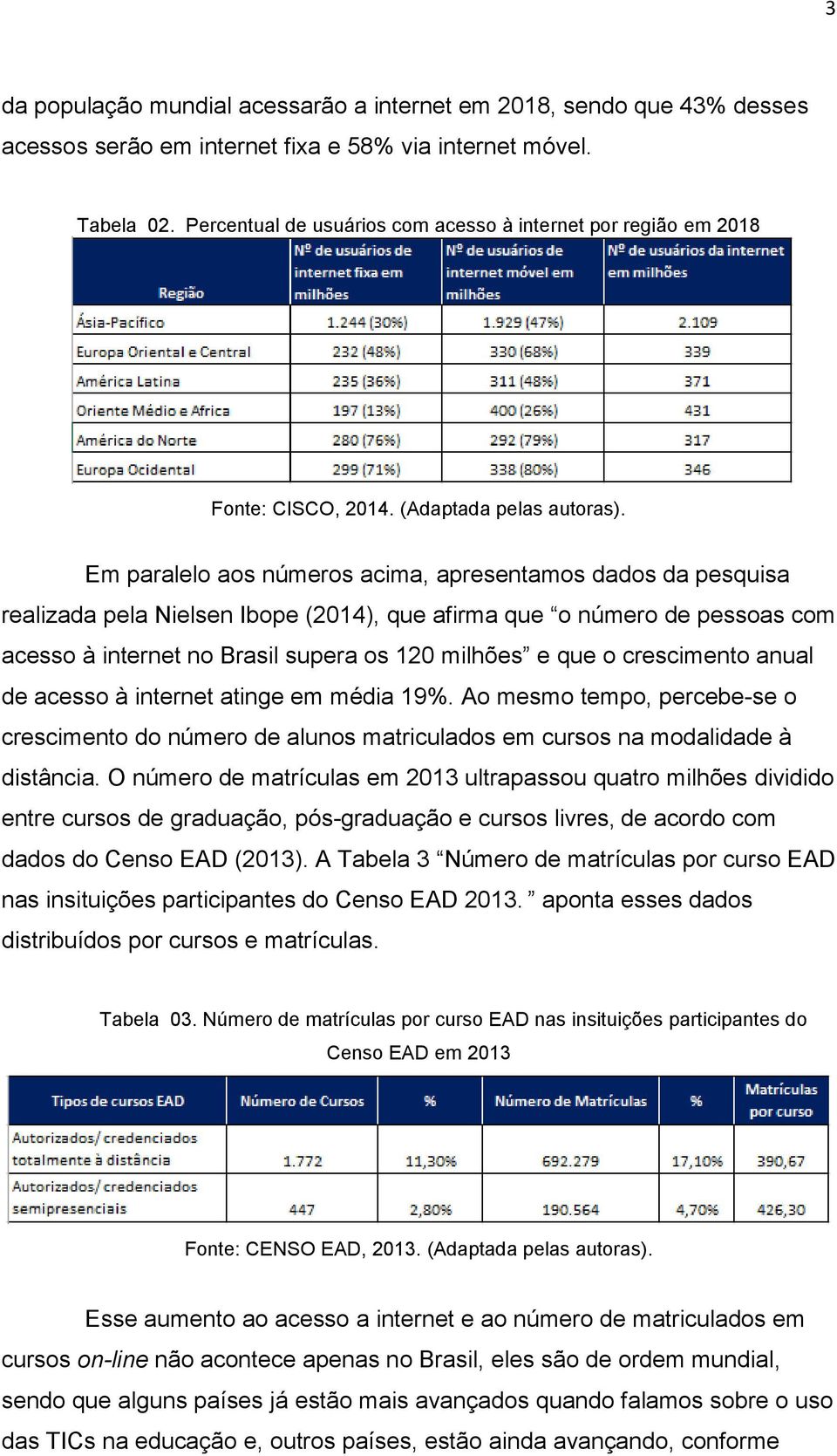 Em paralelo aos números acima, apresentamos dados da pesquisa realizada pela Nielsen Ibope (2014), que afirma que o número de pessoas com acesso à internet no Brasil supera os 120 milhões e que o