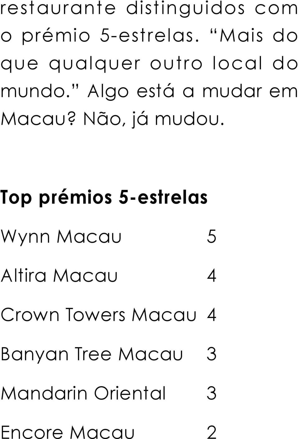 Algo está a mudar em Macau? Não, já mudou.