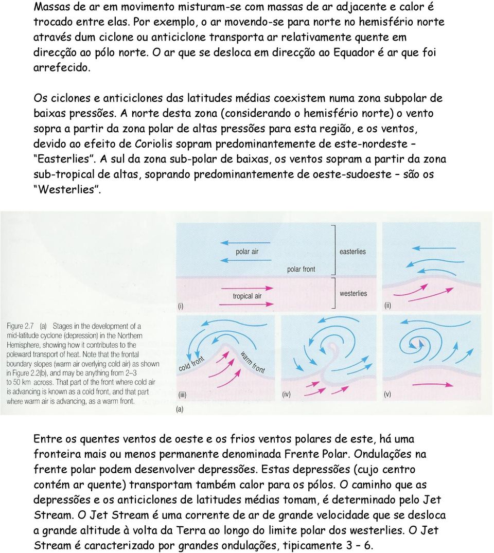 O ar que se desloca em direcção ao Equador é ar que foi arrefecido. Os ciclones e anticiclones das latitudes médias coexistem numa zona subpolar de baixas pressões.