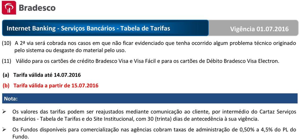 2016 (b) Tarifa válida a partir de 15.07.