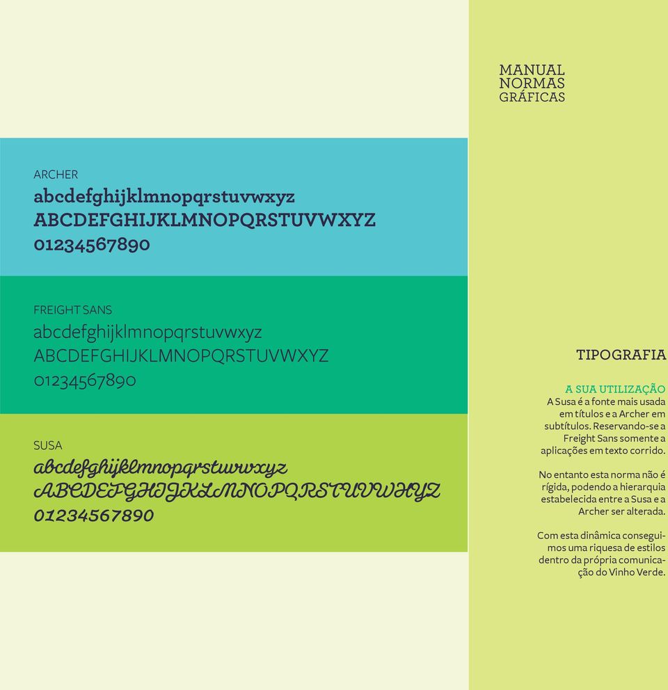títulos e a Archer em subtítulos. Reservando-se a Freight Sans somente a aplicações em texto corrido.