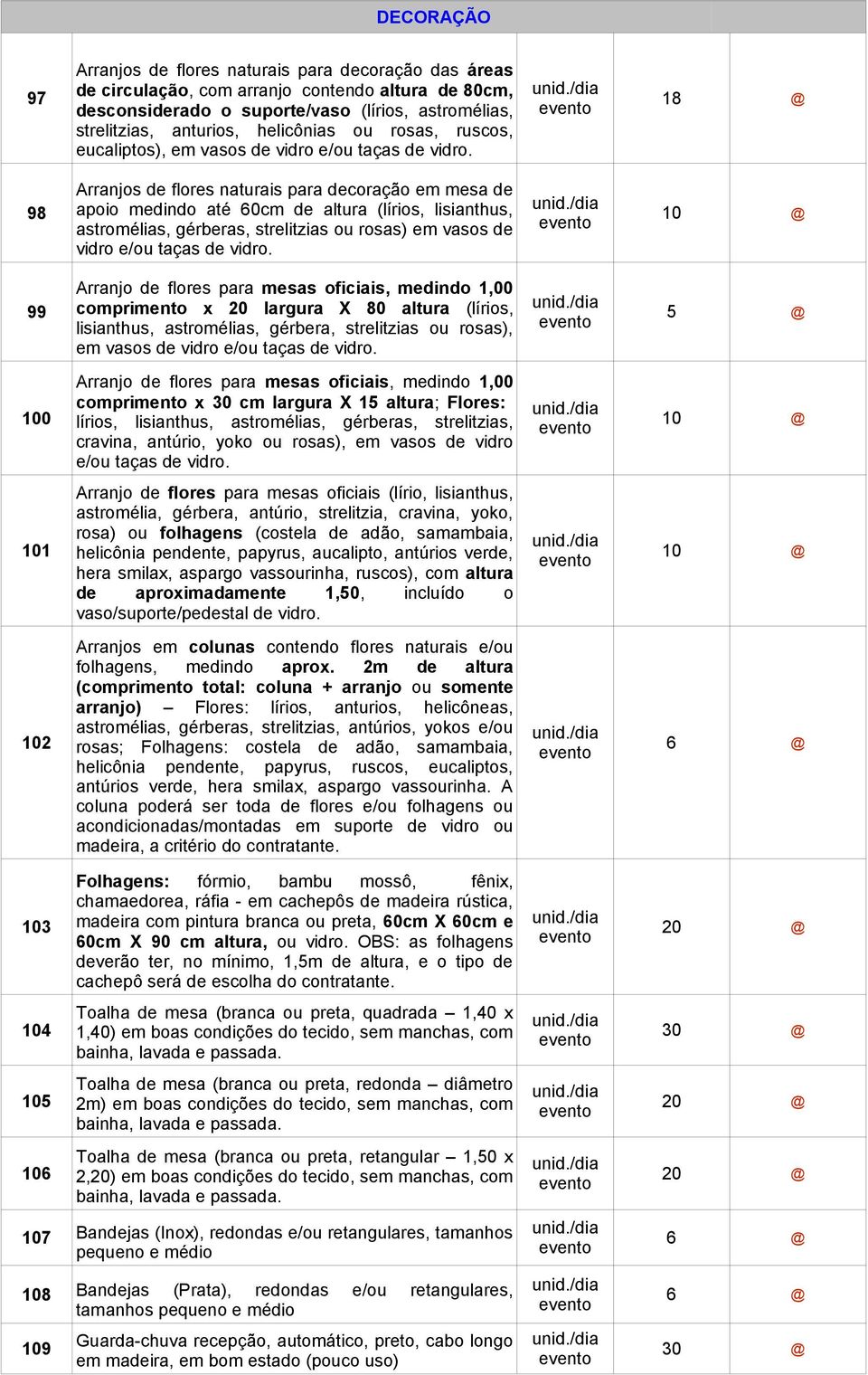 98 Arranjos de flores naturais para decoração em mesa de apoio medindo até 60cm de altura (lírios, lisianthus, astromélias, gérberas, strelitzias ou rosas) em vasos de vidro e/ou taças de vidro.