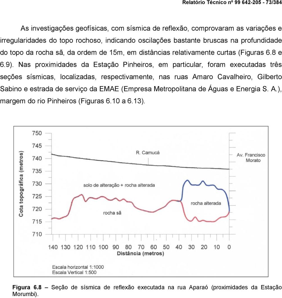 Nas proximidades da Estação Pinheiros, em particular, foram executadas três seções sísmicas, localizadas, respectivamente, nas ruas Amaro Cavalheiro, Gilberto Sabino e