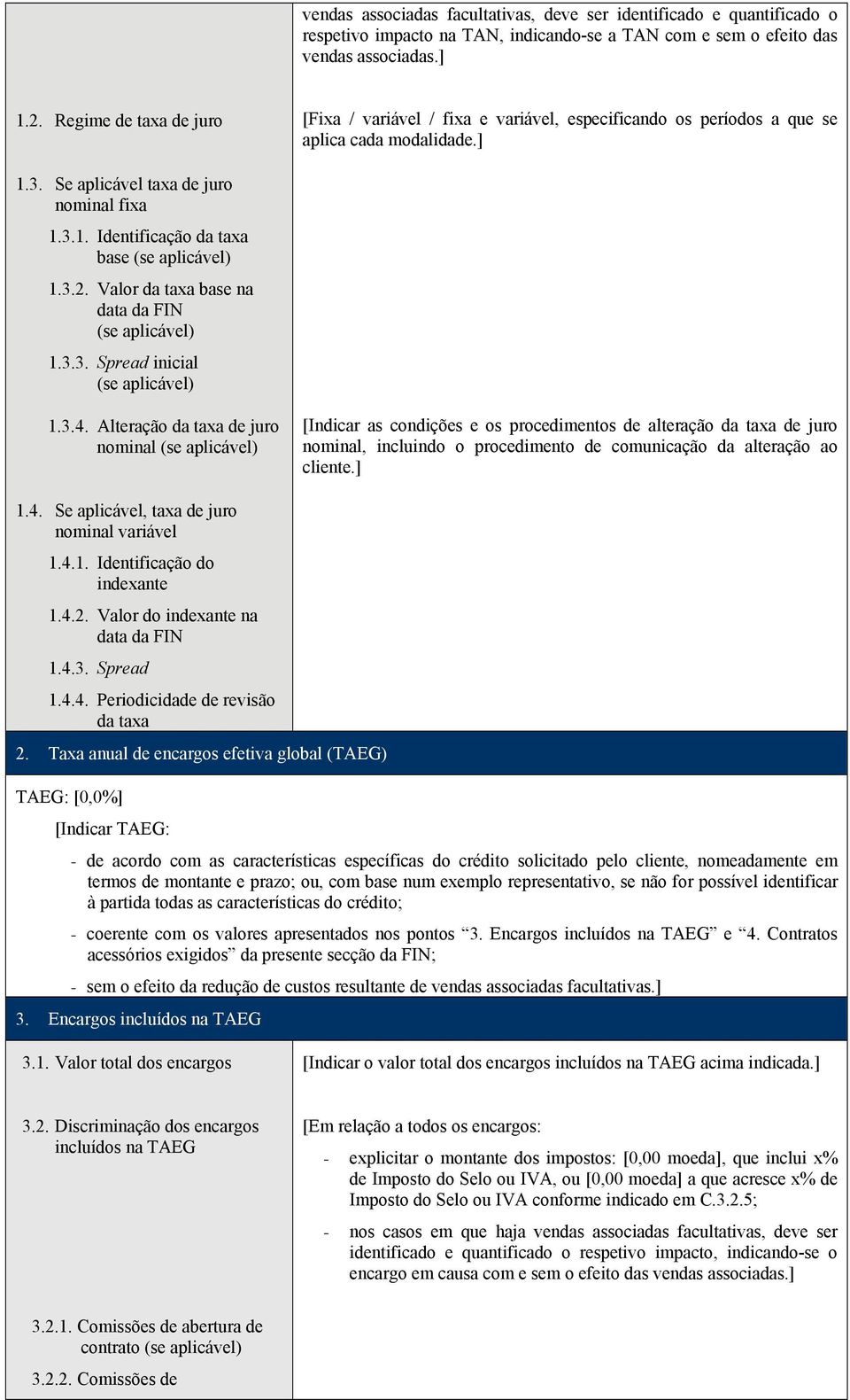 3.2. Valor da taxa base na data da FIN 1.3.3. Spread inicial 1.3.4.