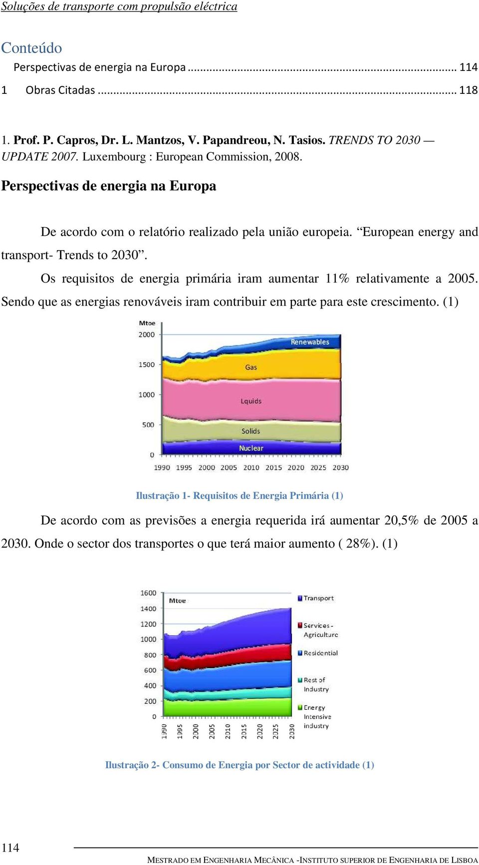 Os requisitos de energia primária iram aumentar 11% relativamente a 2005. Sendo que as energias renováveis iram contribuir em parte para este crescimento.