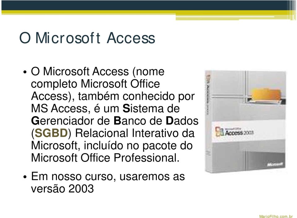 Banco de Dados (SGBD) Relacional Interativo da Microsoft, incluído no